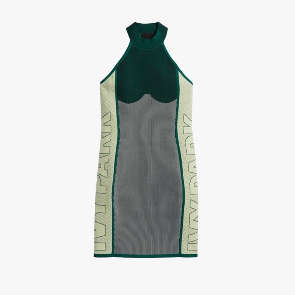 Adidas Ivy Park Knit Logo Dress Size 4XL Green Bodycon Stretch Mini.
